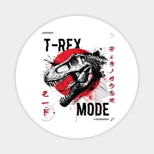 T-Rex Mode Unleashed, Fierce Dinosaur Artwork, Predatory Beast Mode, Aggressive, Dynamic, Striking Magnet